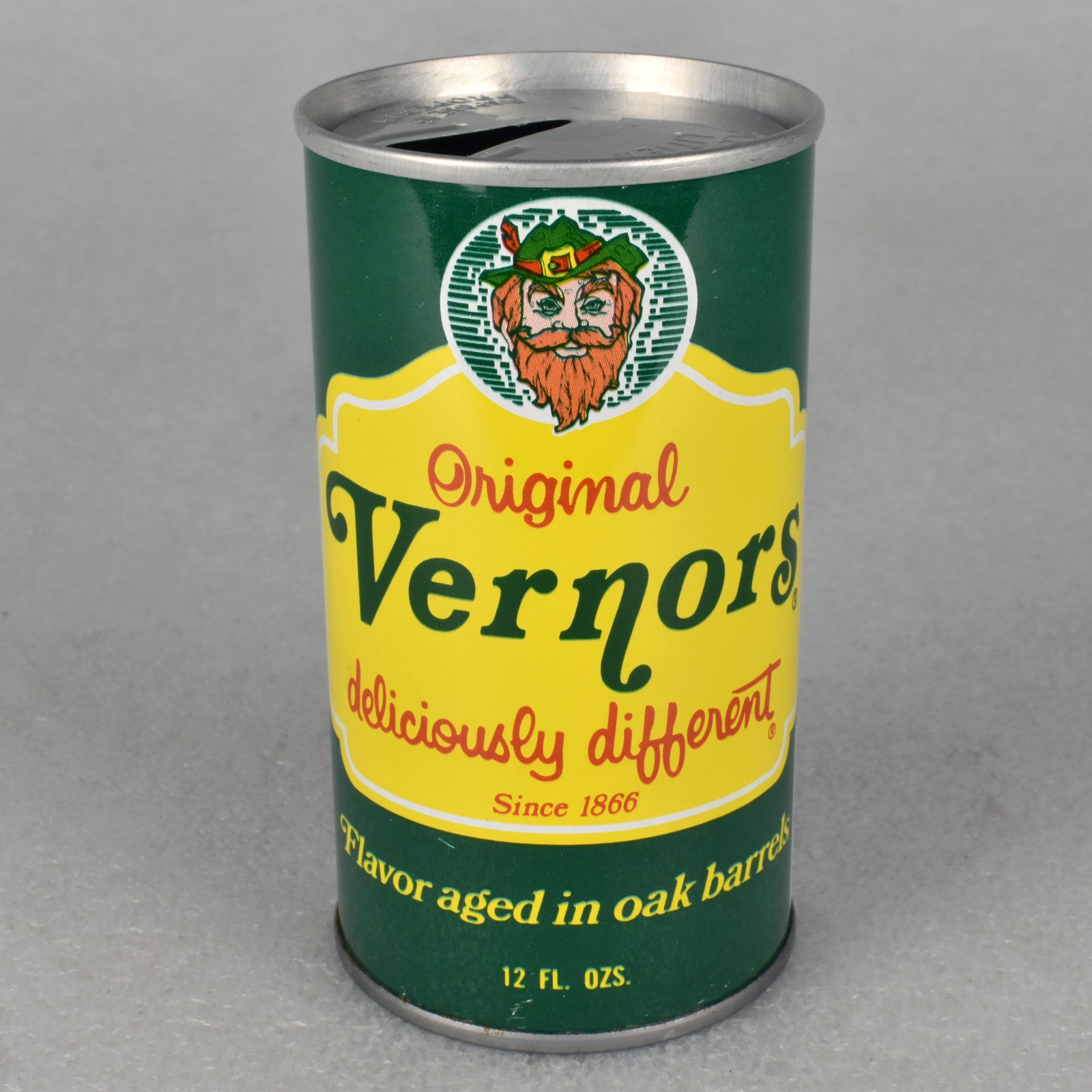 VTG 1970s Original Vernors Ginger Ale Soda Pop Can 12oz Steel Detroit Michigan