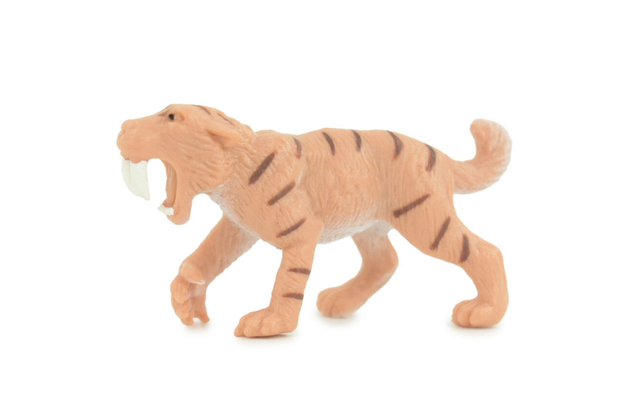 Saber-toothed Cat Toy, Smilodon Realistic Rubber Hand Painted Model 2" SF79 B224