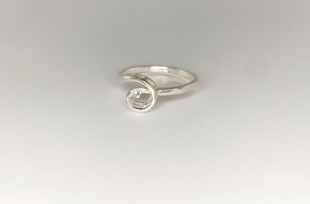 5 - 6 mm Pearl Round Swirl Sterling Silver Ring Setting