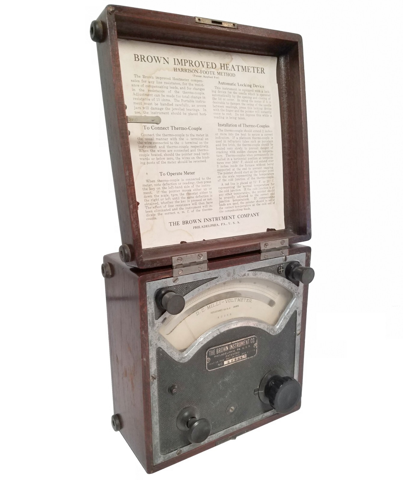Brown Instrument DC Mili-Voltmeter Heatmeter ~ Vintage