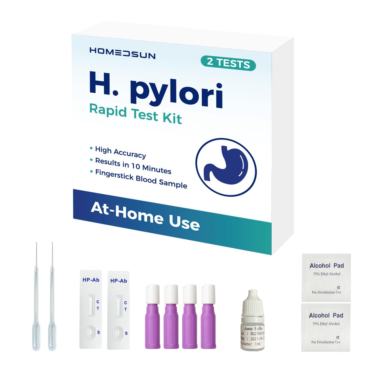 HOMEDSUN H. Pylori Antibody Test Kit Rapid at-Home Blood Test for Helicobacte...