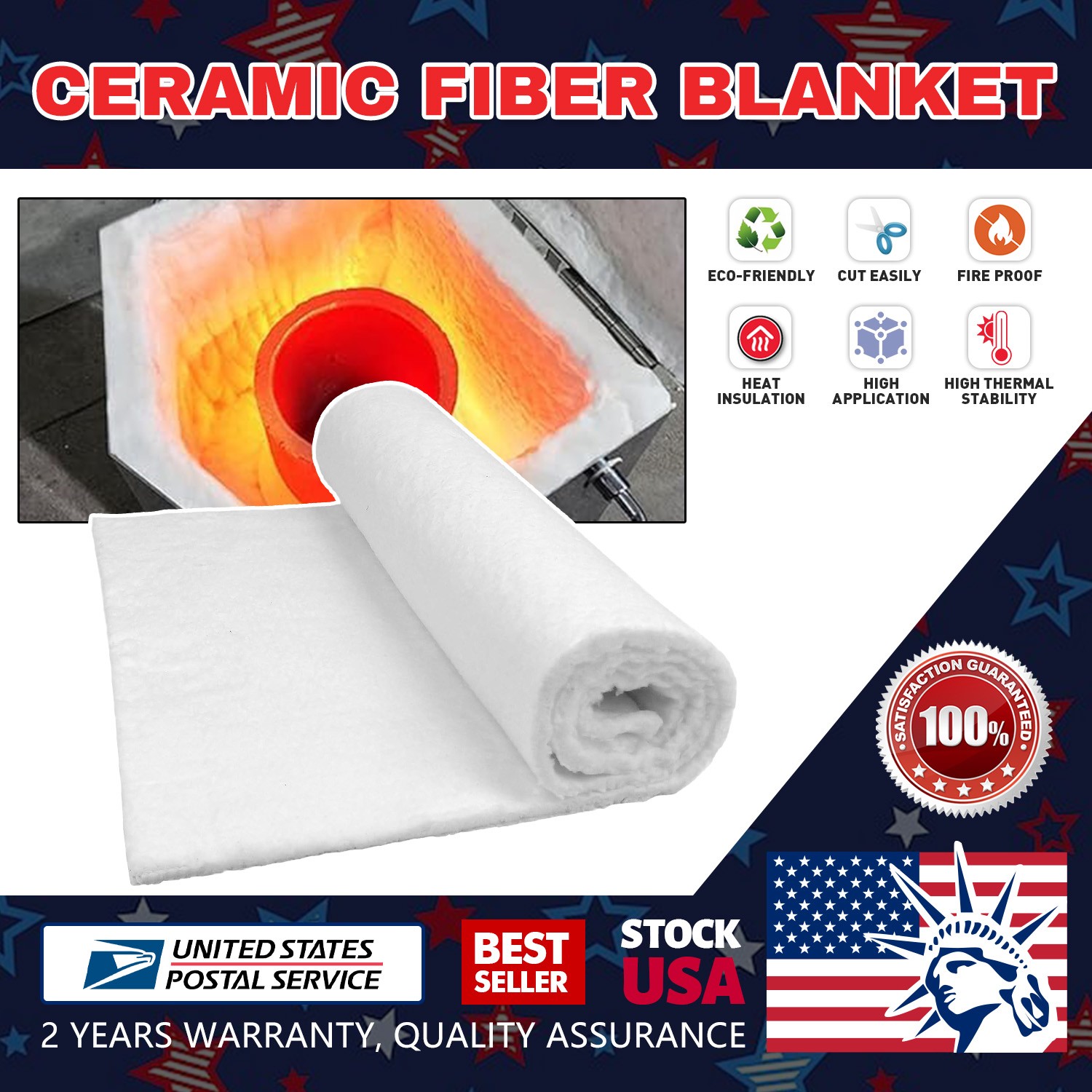 Hgih Quality NEW 10mm Ceramic Fiber Blanket Insulation 8# Thermal Ceramic 2500F