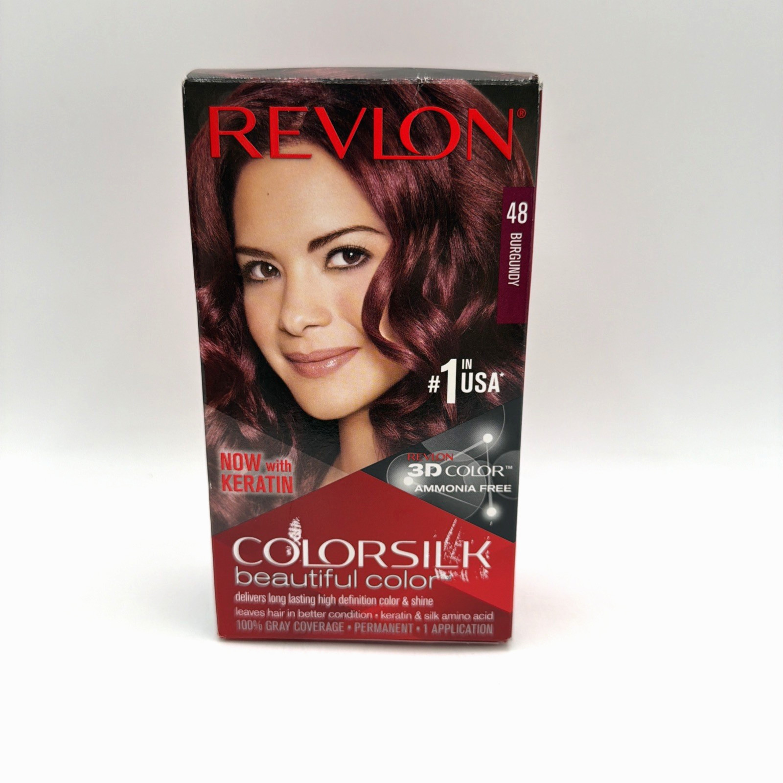 Revlon Colorsilk 48 Burgundy Permanent Hair Dye Keratin 100% Gray Coverage 1 PK