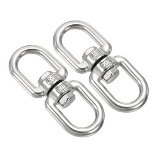 Modern Double Ended Swivel Eye Hook 304 Stainless Steel, Silver, 2Pcs, M8