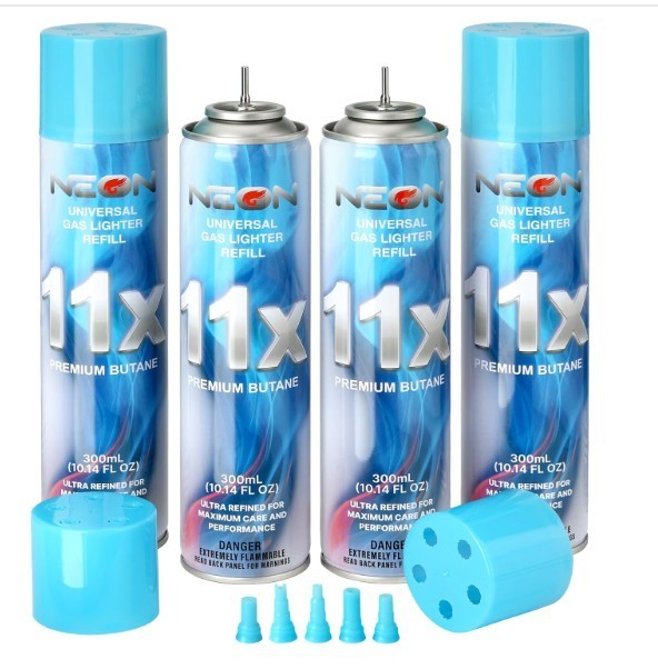 4 Can Neon 11X Refined Butane Lighter Gas Fuel Refill FREE SHIPPING