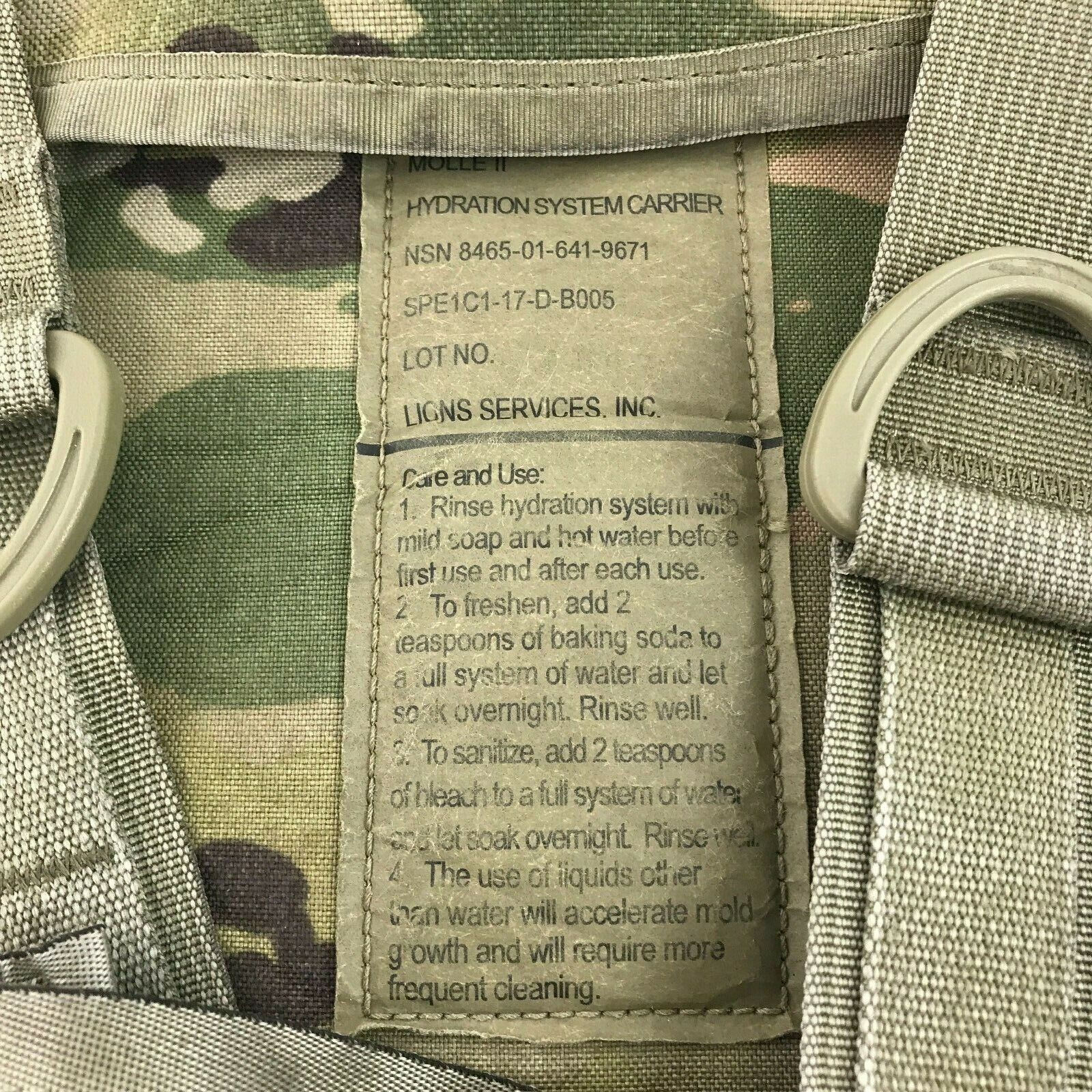 US Army OCP Multicam Molle II Hydration System Carrier Water Backpack No Bladder