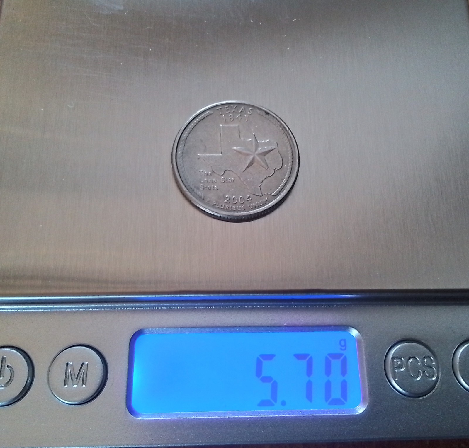 2004 US Quarter Texas P Mint Mark Grey "Dull" Toning Poorly Bonded Clad Layer