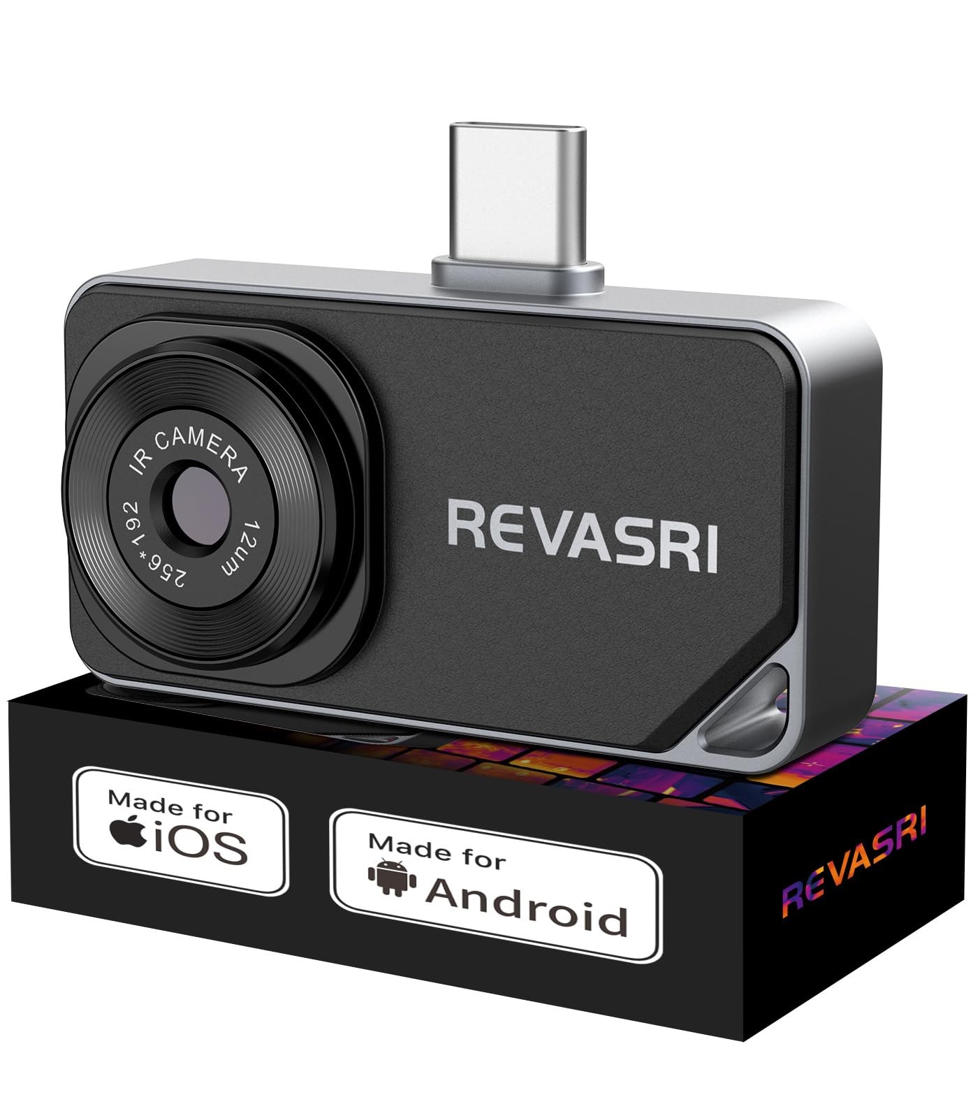 REVASRI Thermal Camera for iOS and Android, 512×384 Super IR Resolution Black