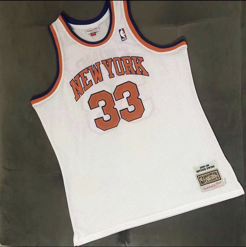 New York Knicks Patrick Ewing 33 white retro vintage style jersey