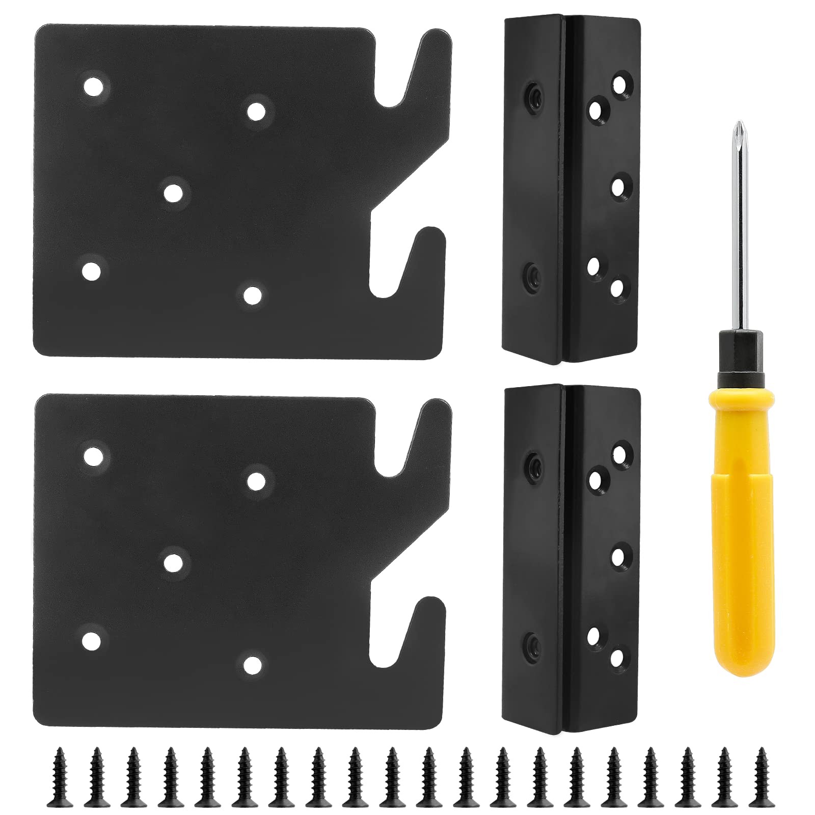 2 Sets Bed Frame Bed Post Double Hook Slot Bracket, 4.2"x3.4"x0.08"