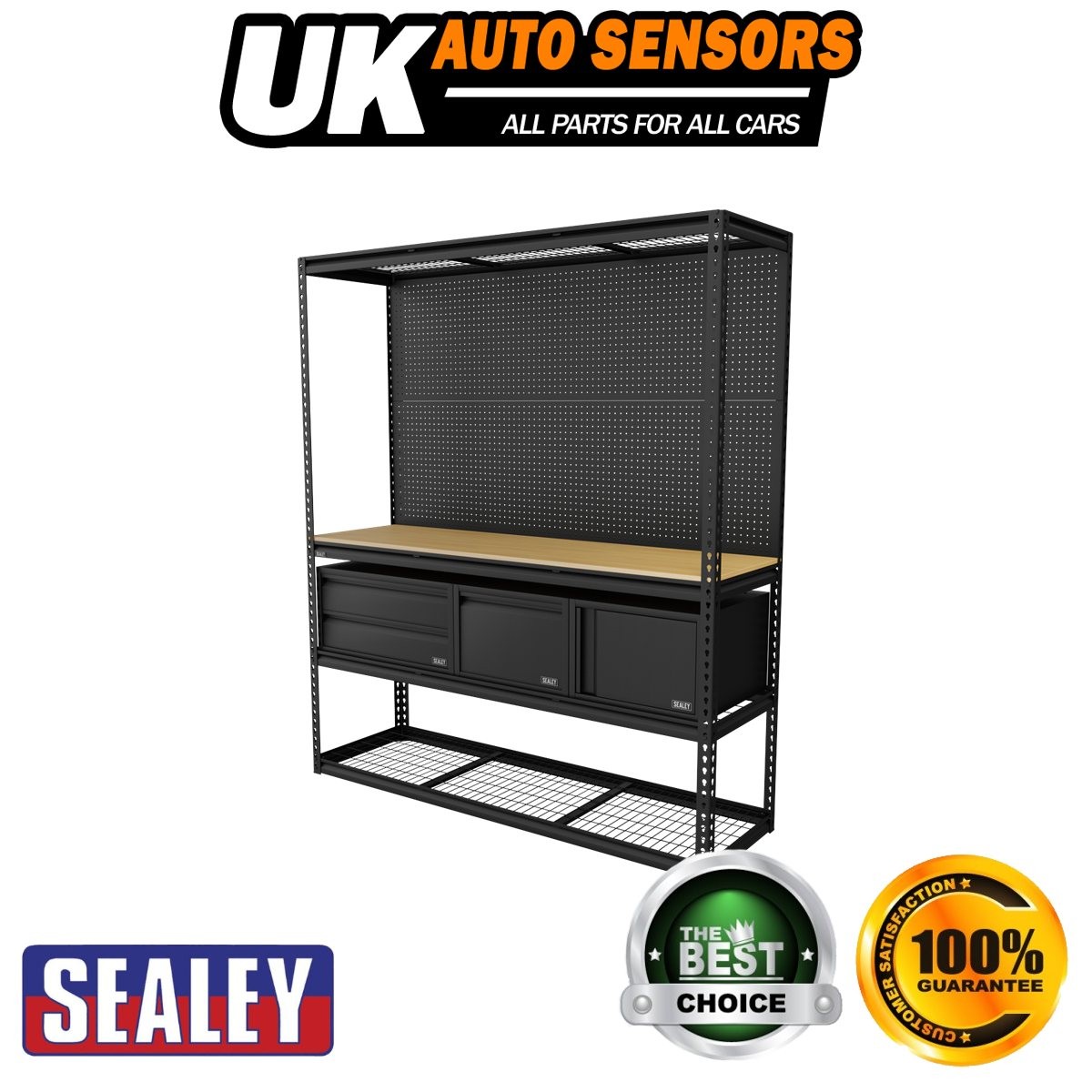 Sealey Heavy-Duty Modular Workbench & Racking Kit with 3 Storage Units