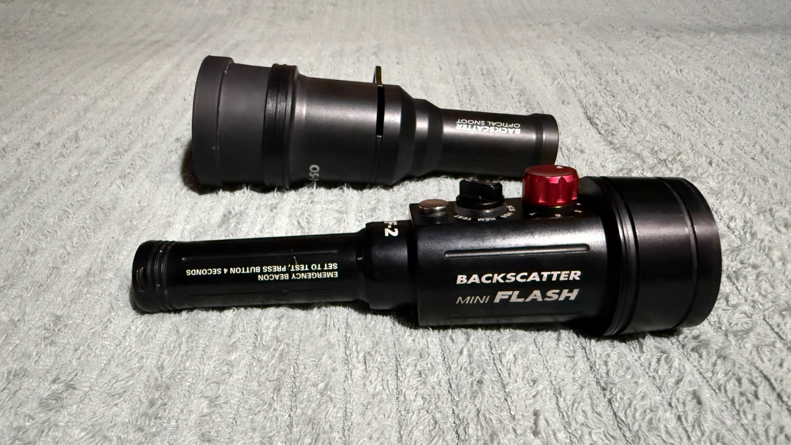 Backscatter Mini Flash 2 w/ Optical Snoot, Fiber Optic Cable, Clamps, Arm & More