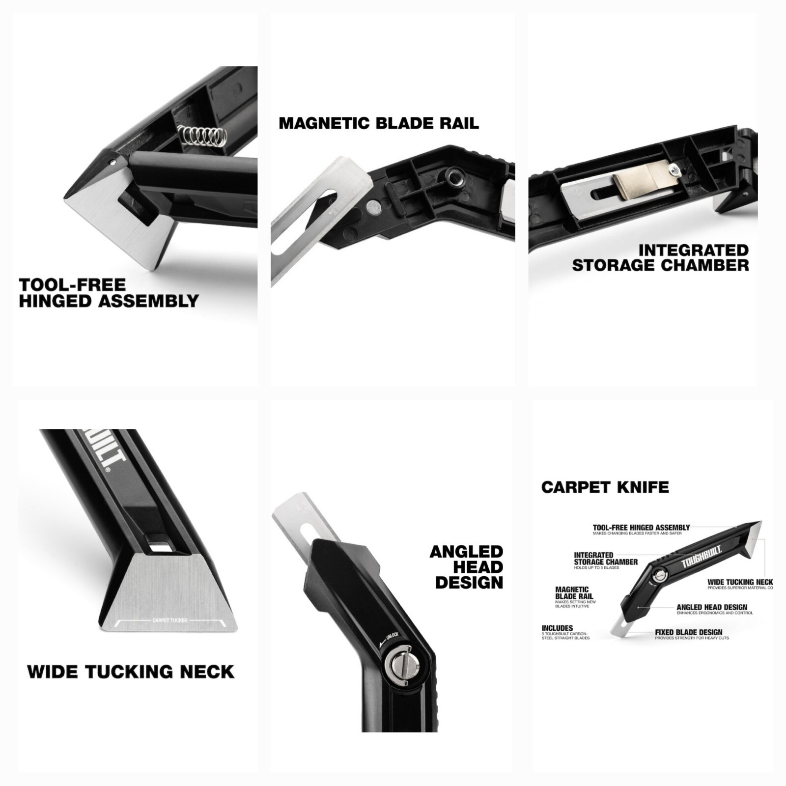 Toughbuilt Carpet 3/4-in Utility Knife & 100 Hook Blade Bundle