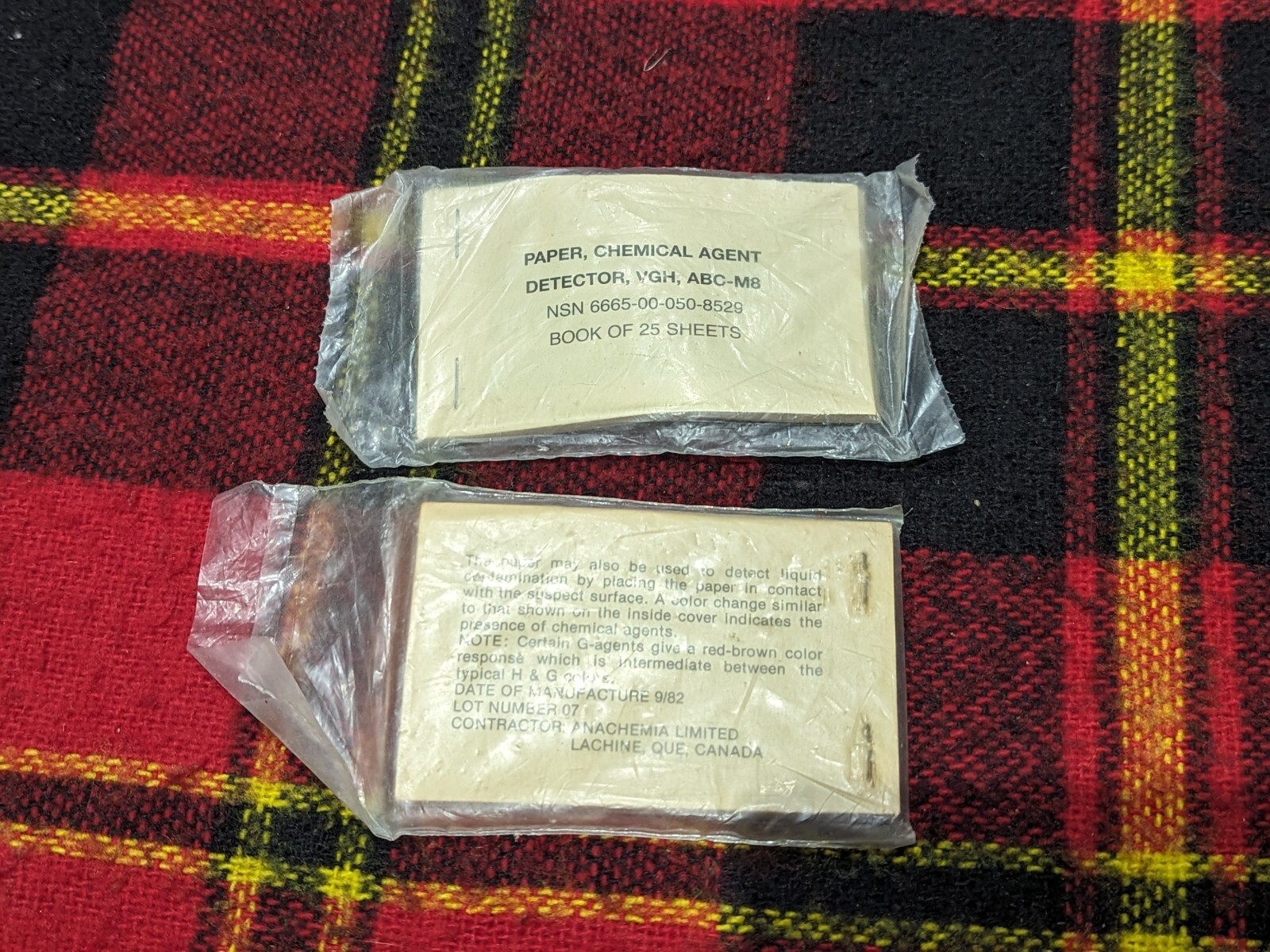 LOT of 2 -- US Army Chemical Agent Detector Paper VGH ABC-M8 Book of 25
