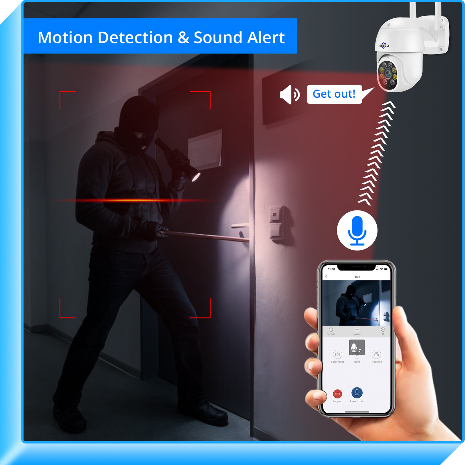 Hiseeu 2PCS 5MP HD Image WIFI Security Camera PTZ Auto Tracking IP66 Full Color