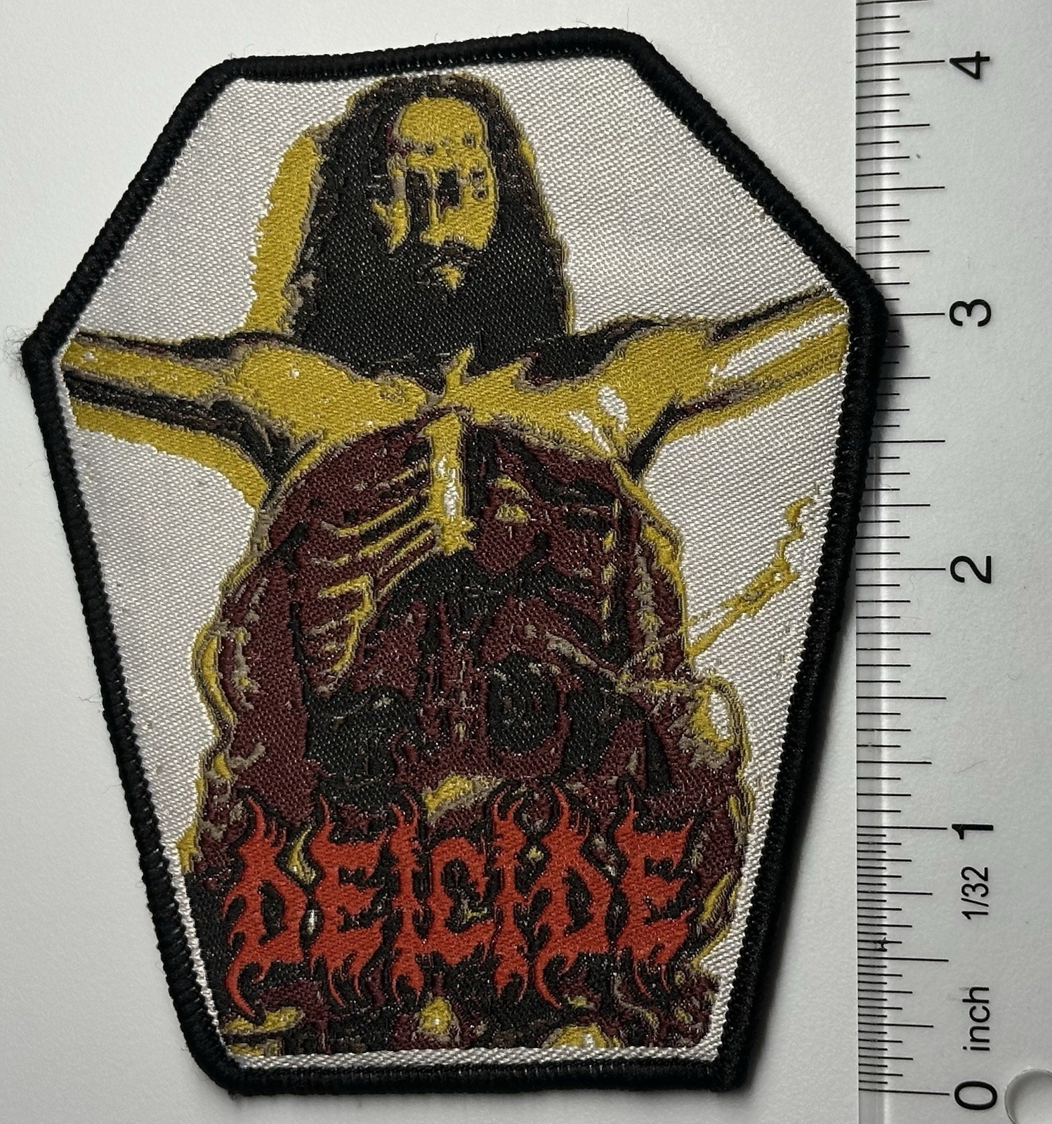 Deicide Coffin Black border woven patch