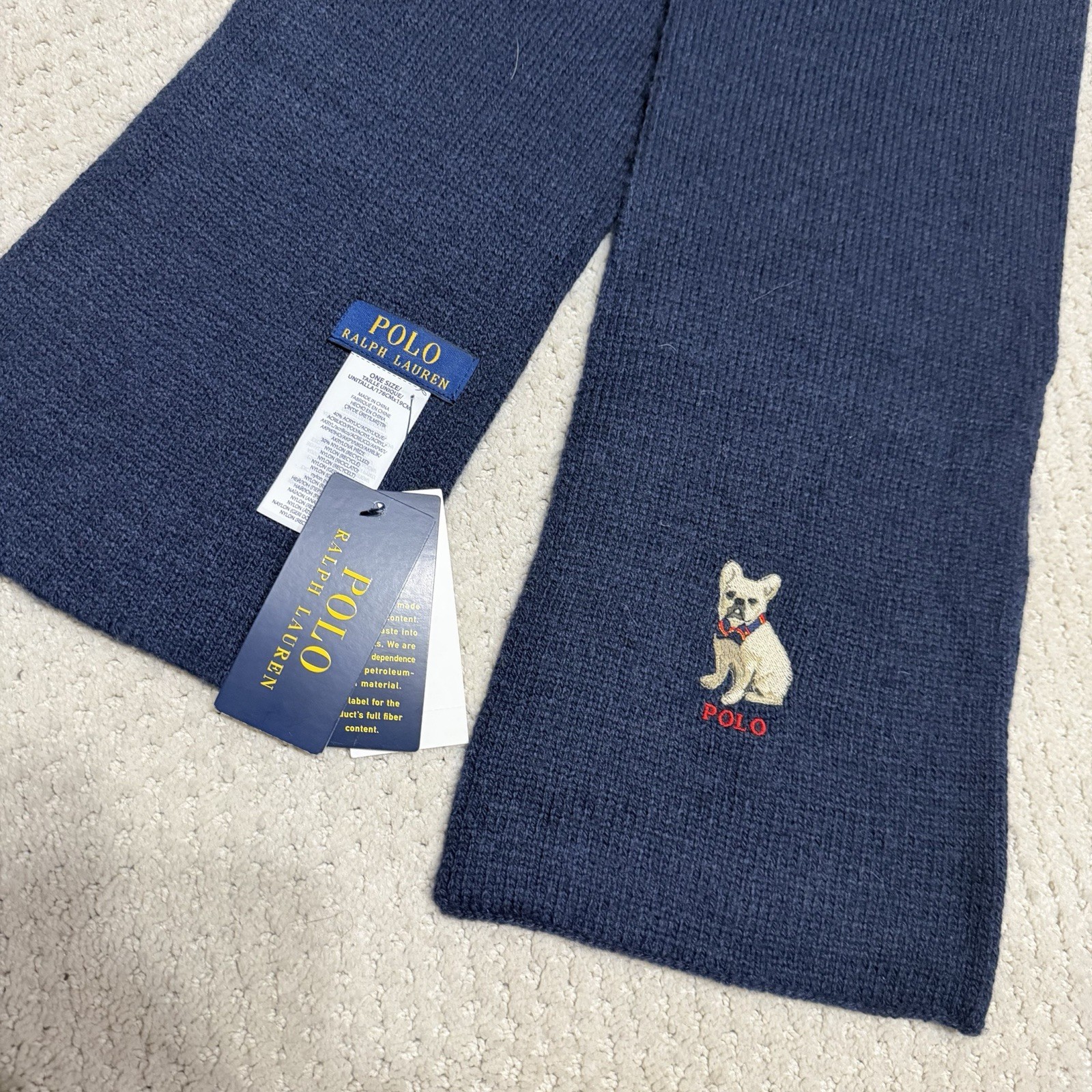 Mens Polo Ralph Lauren French Bulldog Scarf