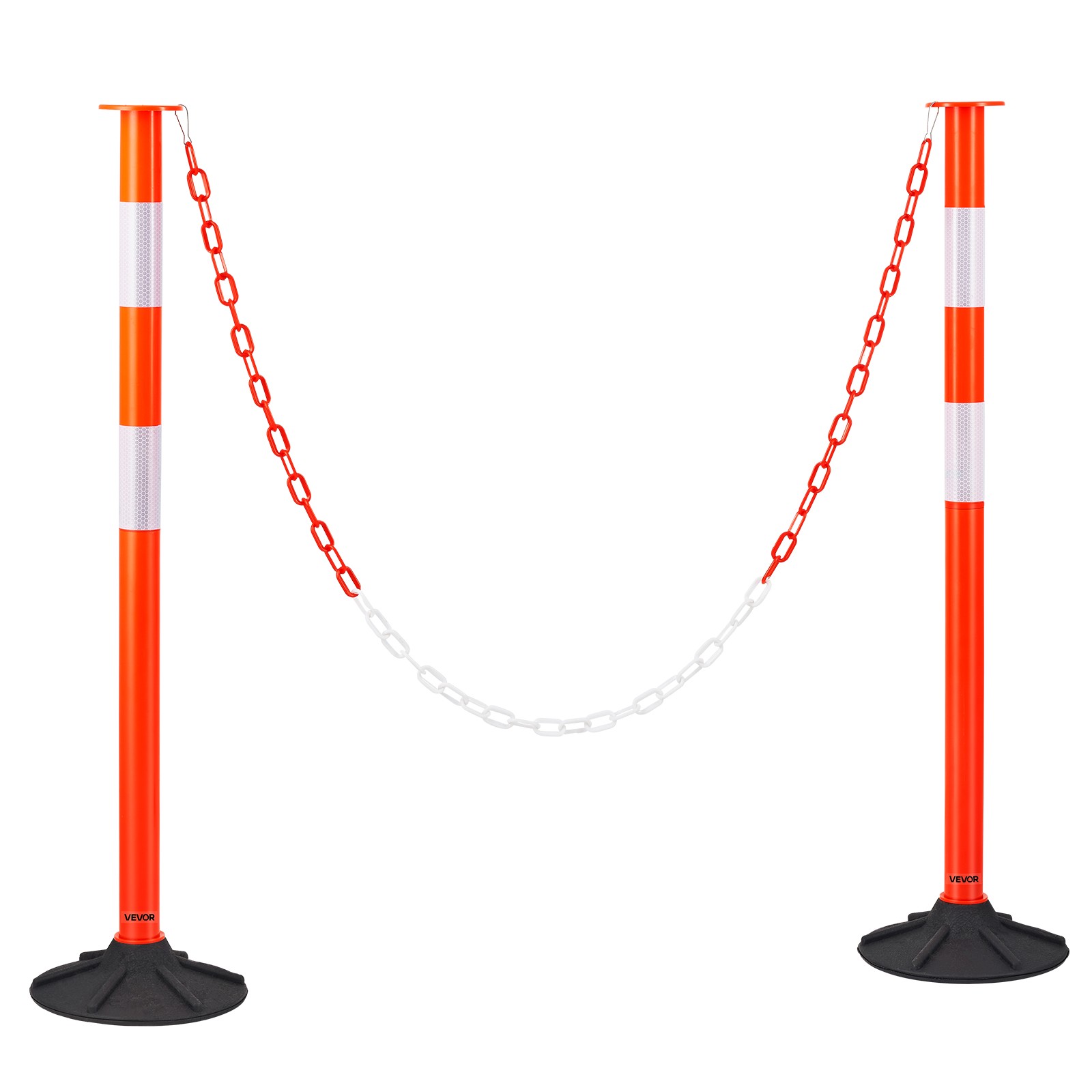 VEVOR 2 Packs Traffic Delineator Posts 34 in Safety Cones Weighted Base & Chains