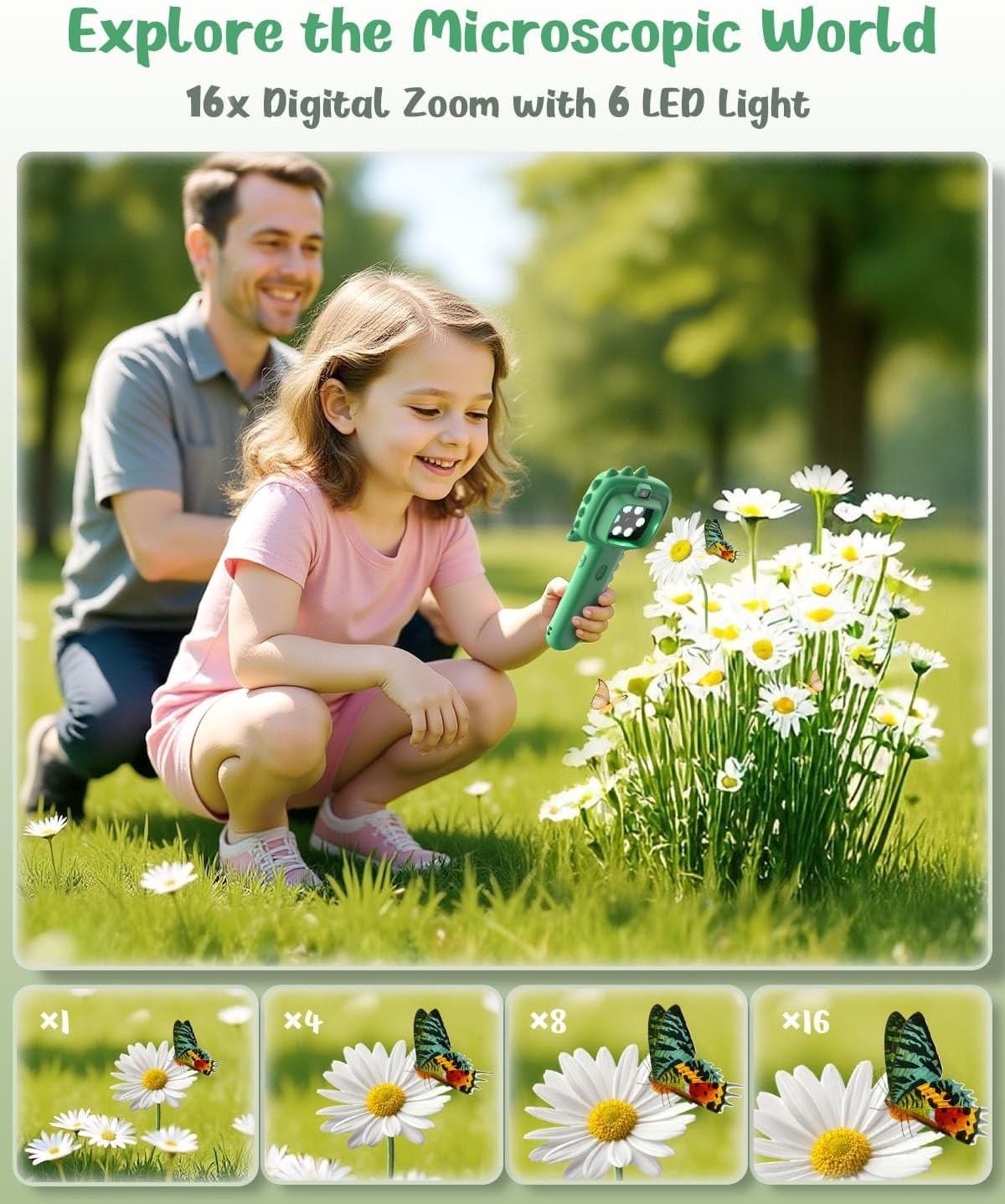 Microscope Camera for Kids Gifts Toys- Handheld Pocket Microscopes with 2.4" ...