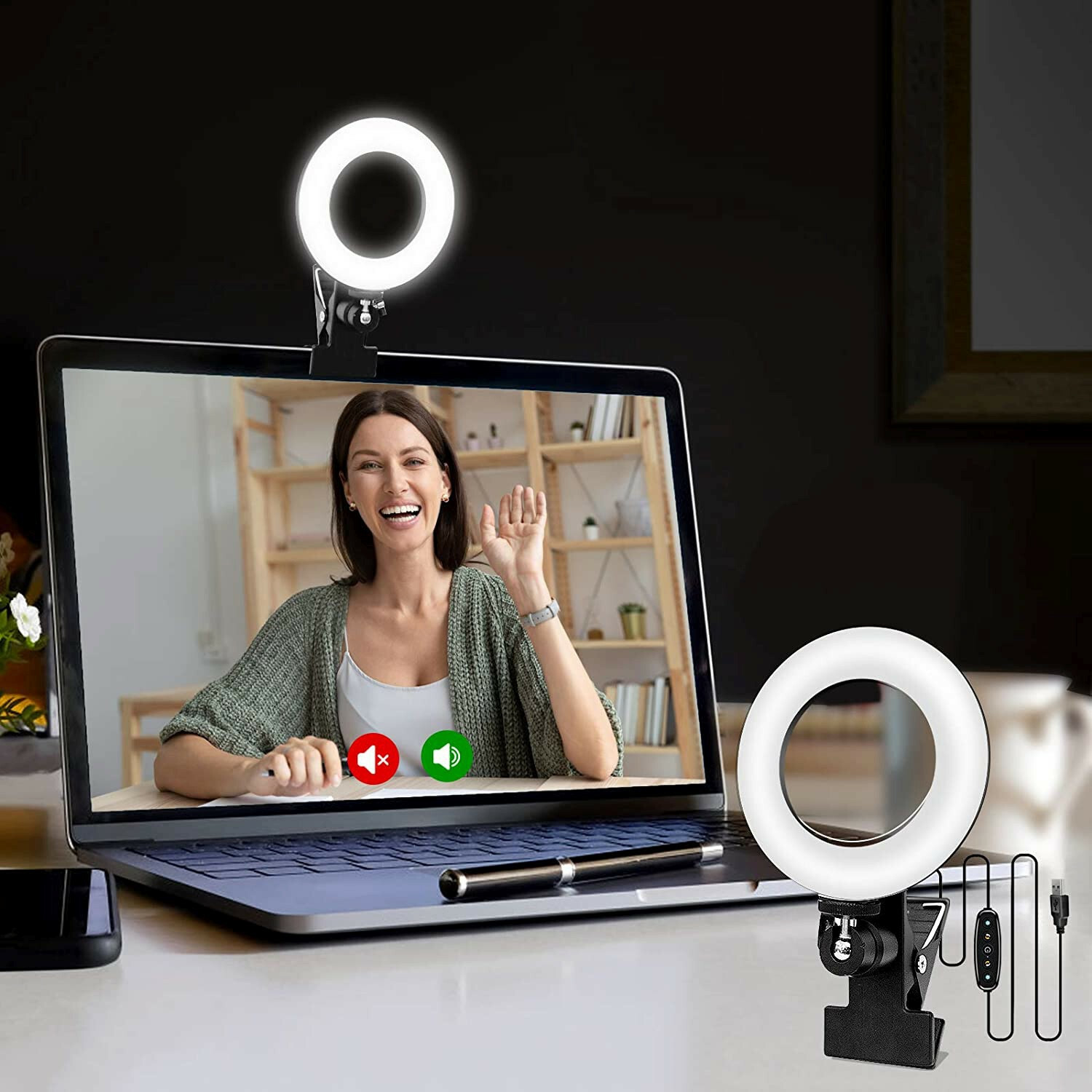 LED Ring Light clip work school MUA stream video selfie photo PC adjustable MUA