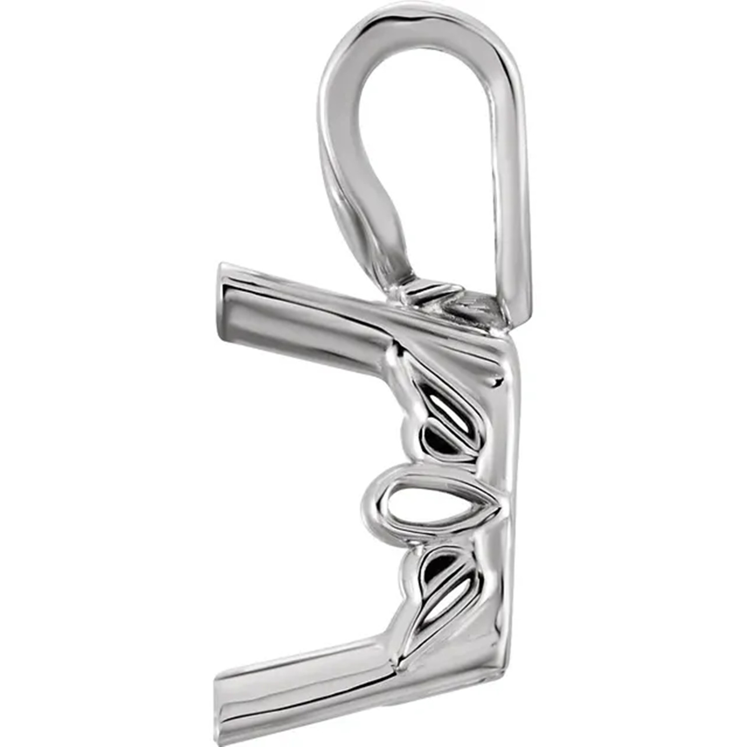 Pendant Setting Solitaire Solid Sterling Silver Emerald Cut Antique Scroll Style