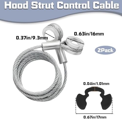 2-Pack Hood Strut Control Cable for HLK2047 - Precise Fit Hood Release Latch