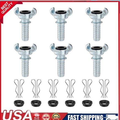 6 PCS 3/4" NPT Iron Air Hose Fitting Universal Coupling For Hose End