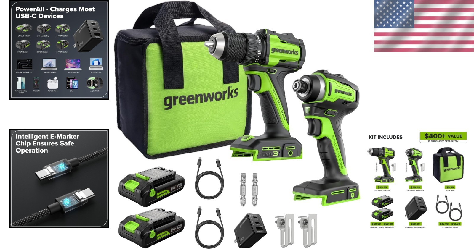 24V Brushless Drill & Impact Driver Combo Kit