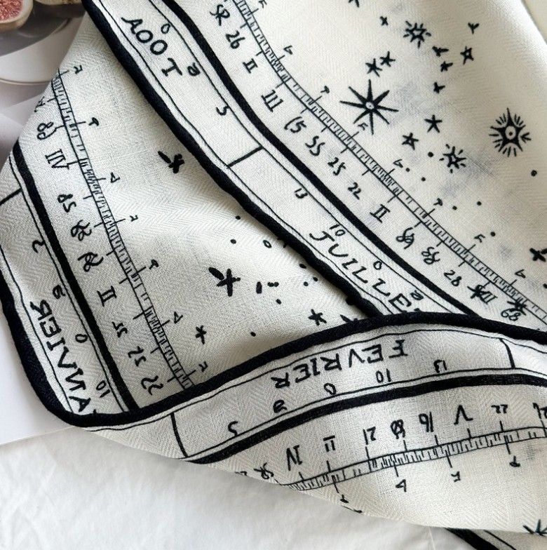 2025 Square70% Cashmere 30% Silk Constellation Print Double Face Scarf Shawl 53"