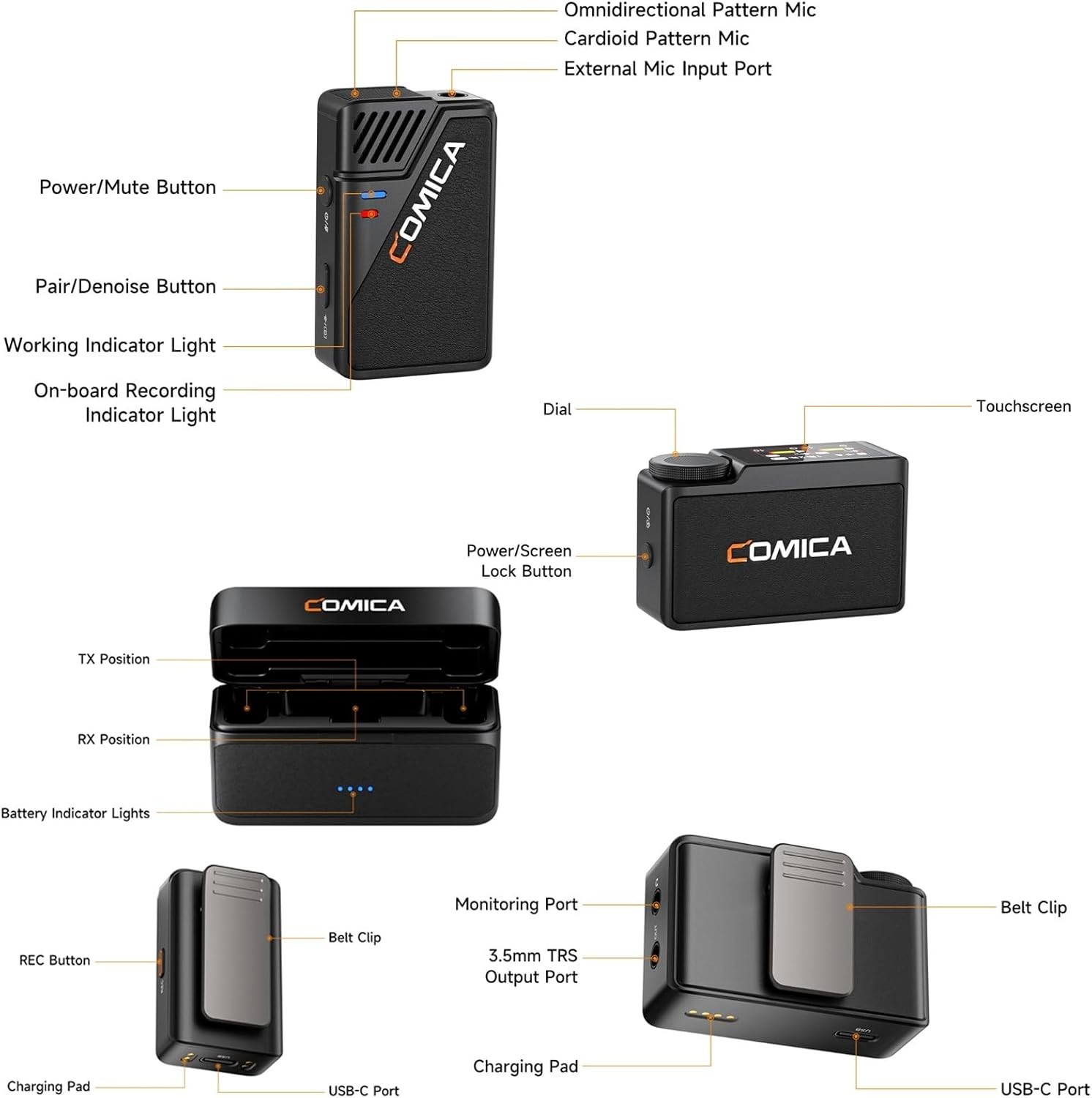 COMICA BooMax Wireless Lavalier Microphone 32Bit Float Bluetooth onboard Storage