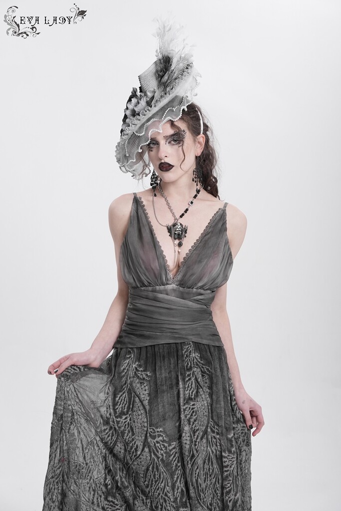 Eva Lady Women Vintage Gothic Feather Rose Beaded Party Hat Elegant Headband