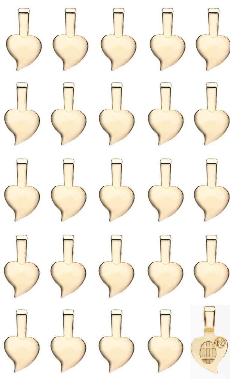 25 Aanraku HEART Bails GOLD Plated Medium Glue On Findings for Cabochons 20x11mm