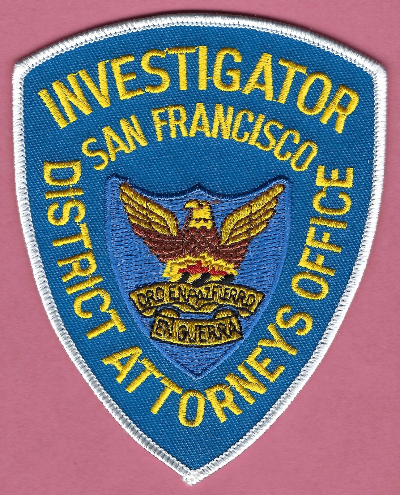 SAN FRANCISCO CALIFORNIA DISTRICT ATTORNEY INVESTIGATOR SHOULDER PATCH