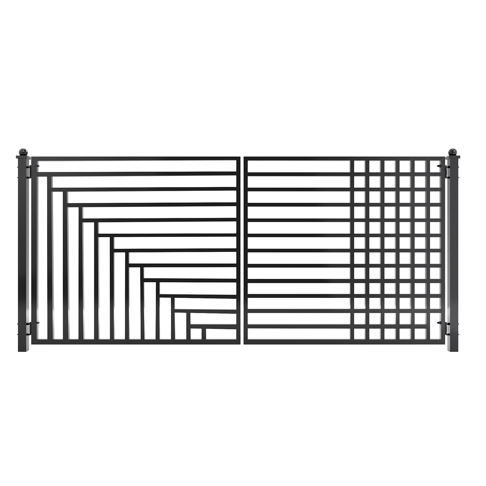 ALEKO Yard Garden Modern Kyiv Style Dual Swing Steel Driveway Gate 18 ft Black