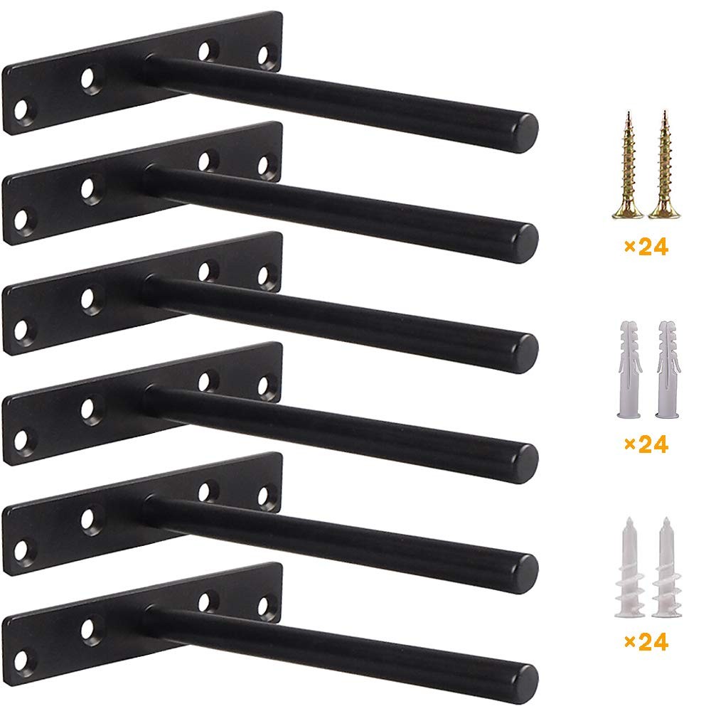 6 PCS 5 Inch Blind Floating Shelf Brackets Heavy Duty Steel Hidden Support