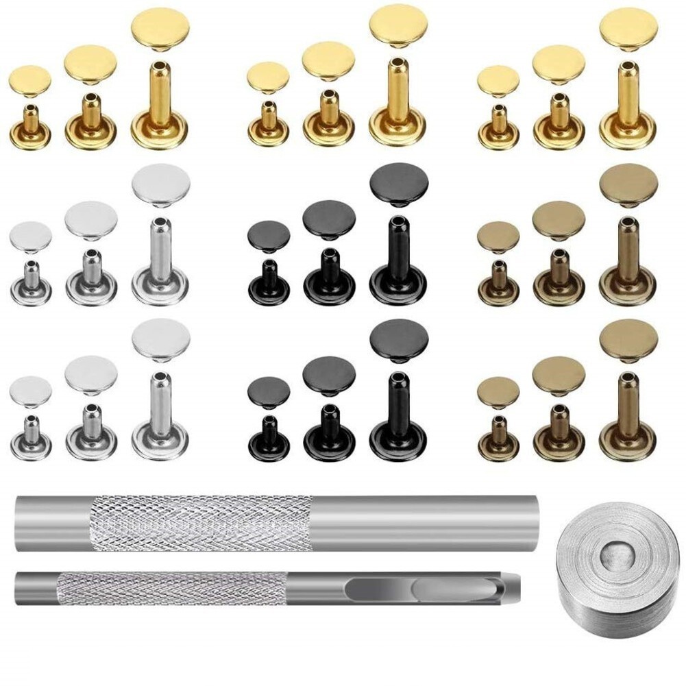 480 Sets Leather Cap Rivet with Installation Tools for Crafting and Repairs