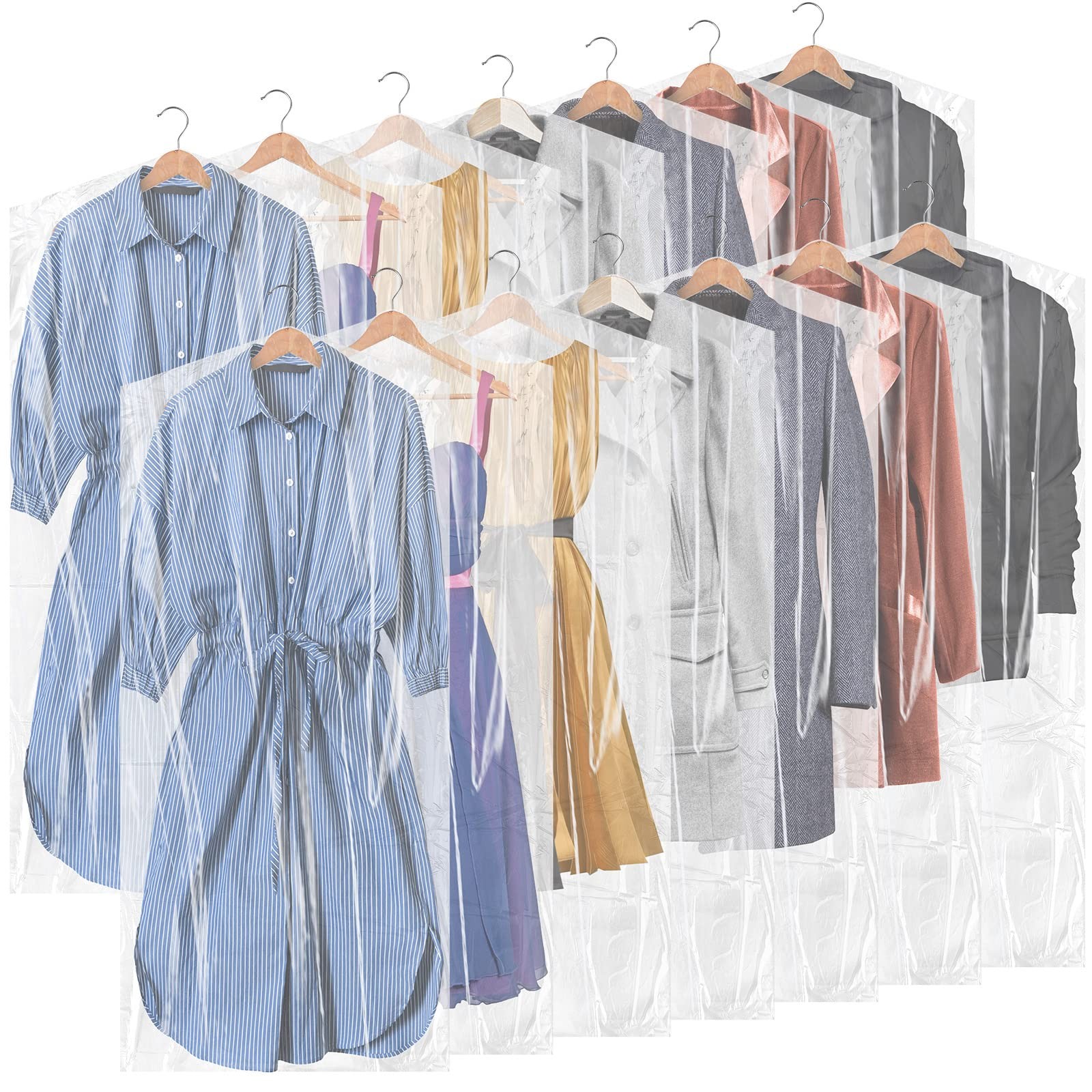 40 Pieces 60 Inch Dry Cleaning Bags Plastic Garment Bags Garment Cover for Ha...