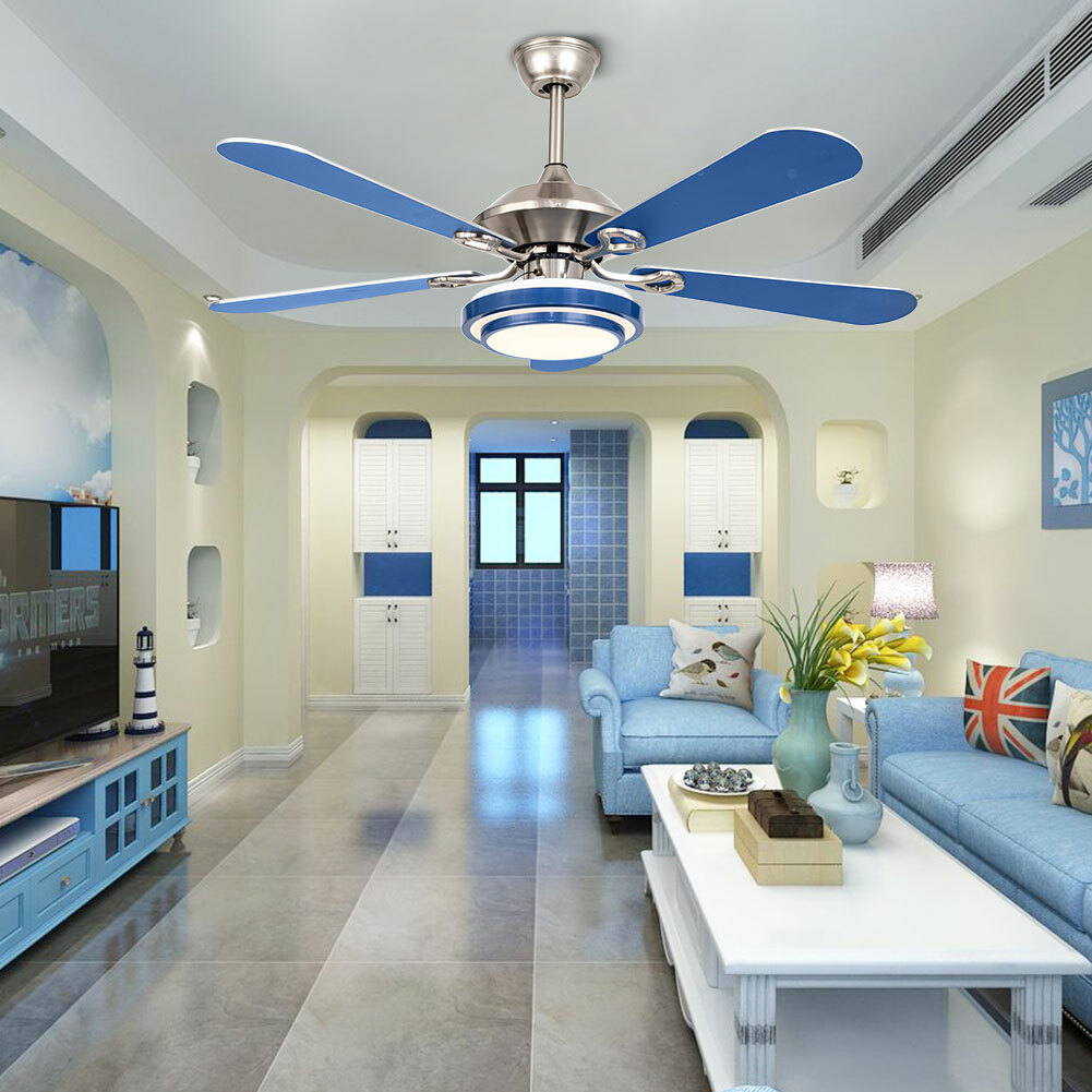 Acrylic Ceiling Fan Light Chandelier Lamp LED Dimmable 5-Blade w/ Remote Control