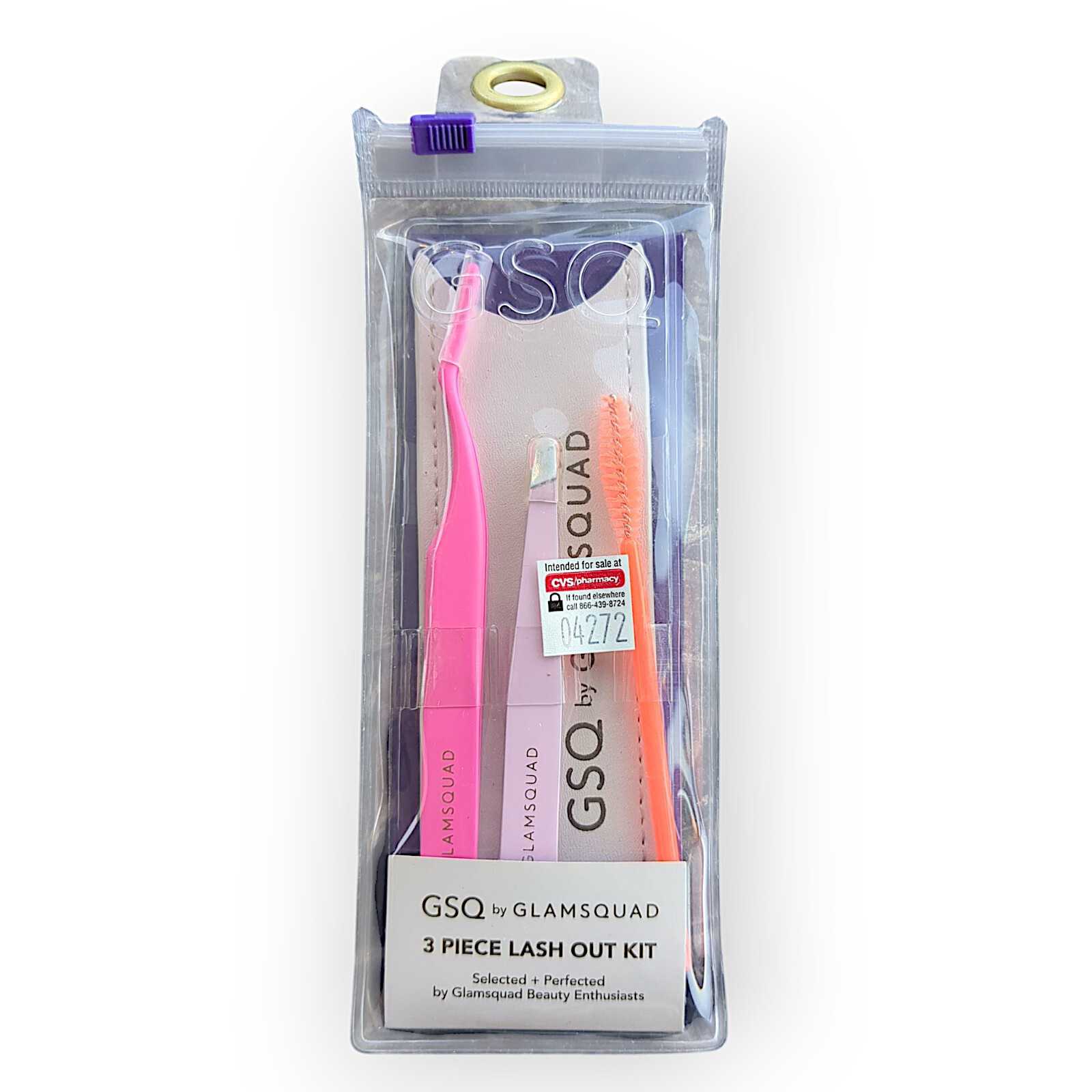 GSQ by GLAMSQUAD 3 Piece Lash Out Kit Placement Tool Tweezers Lash Spoolie Pouch