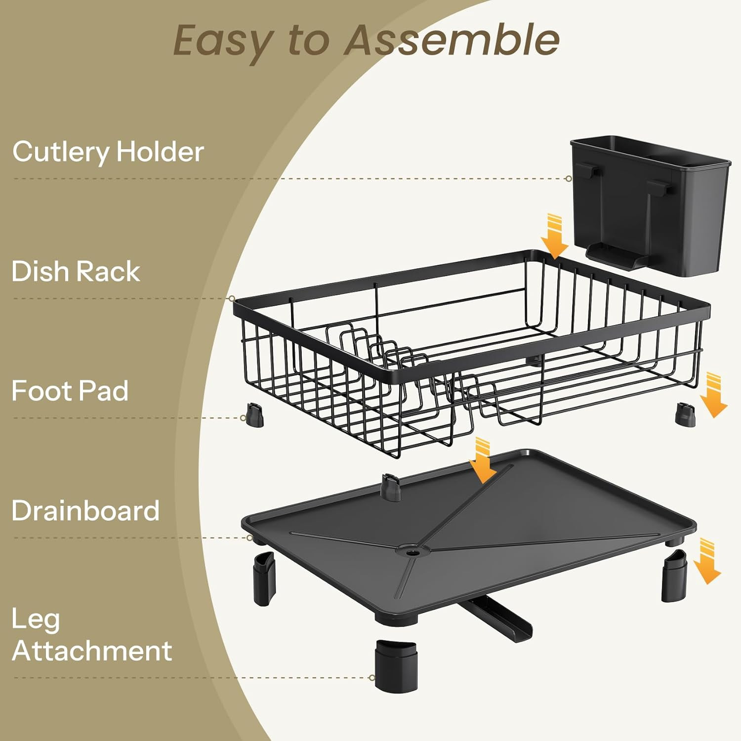 Dish Drying Rack - Space-Saving Dish Rack for Kitchen Counter, Stainless Steel D