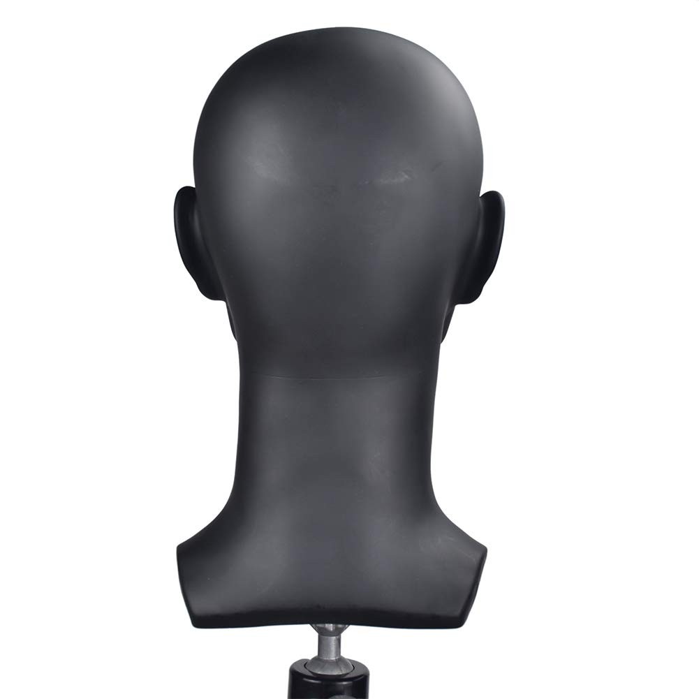 Ba Sha PVC Mannequin Head Black Male Manikin 1 Count (Pack of 1), Matte black