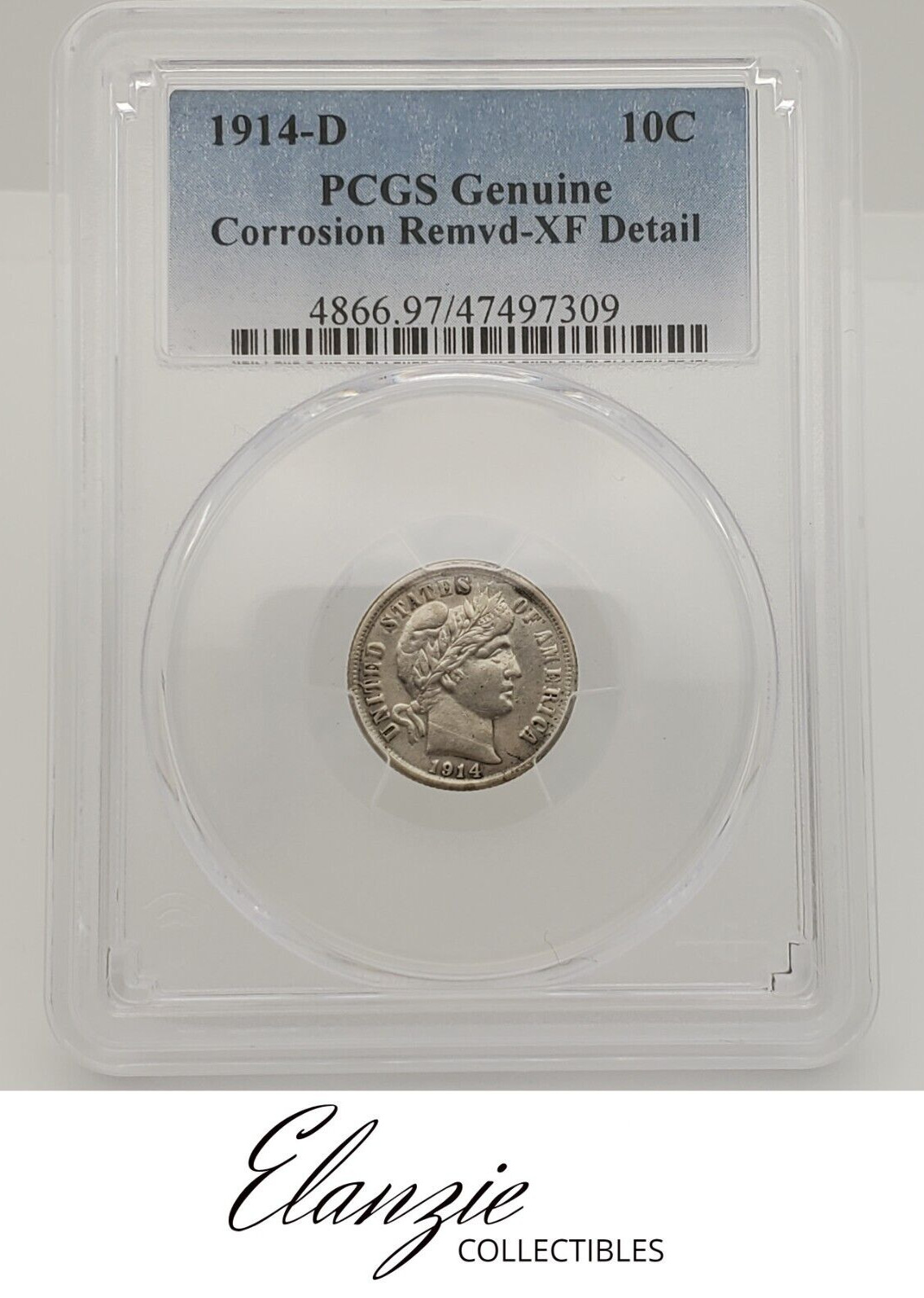 1914-D Barber Dime PCGS Genuine XF Detail