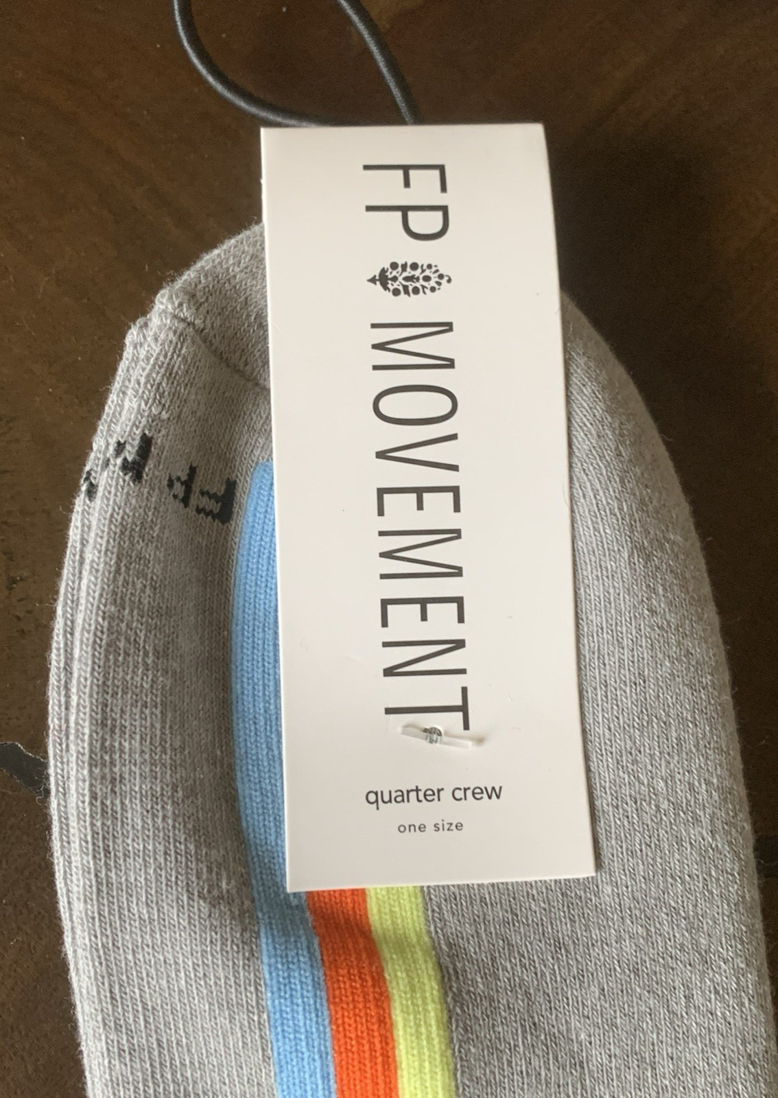 NWT FP‎ Movement Tempo Quarter Crew Socks in Grey with Stripe Athletic SOLD OUT!