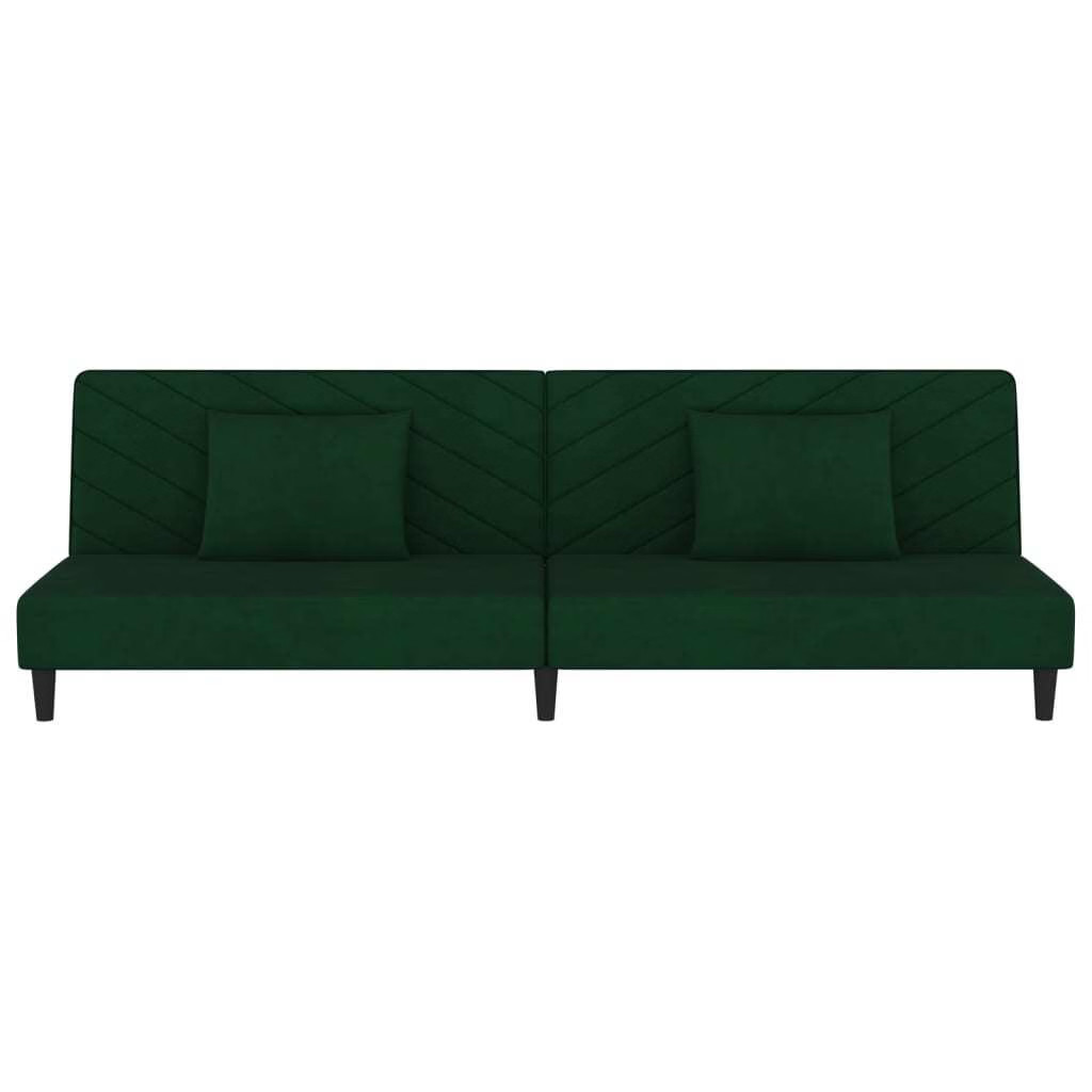 Sofa Bed Dark Green Velvet, Wood, Foam, Plastic Medium