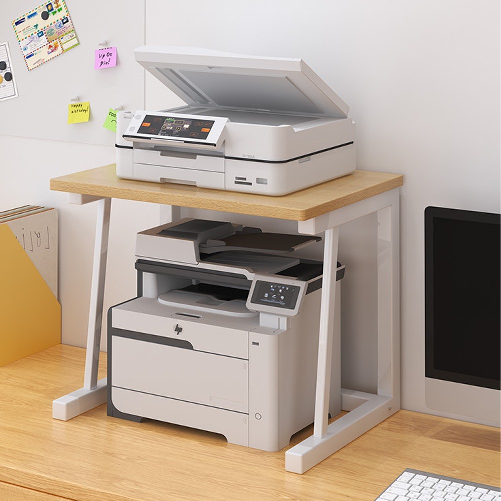 2Tier Under Desk Printer Table Wood Desktop Printer Stand Printer Shelf for Home