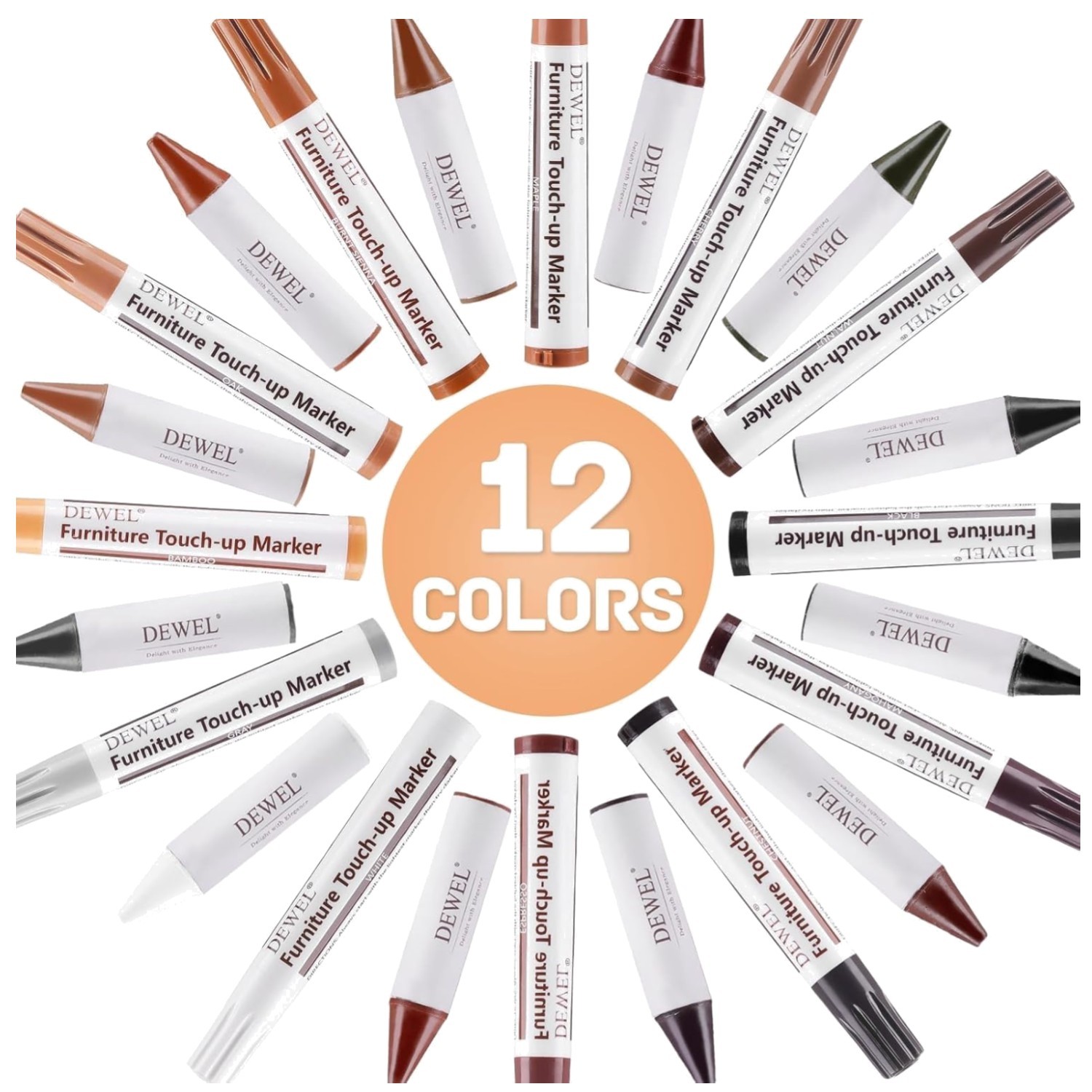 Wood Furniture Repair Kit - 12 Colors Markers & Fillers