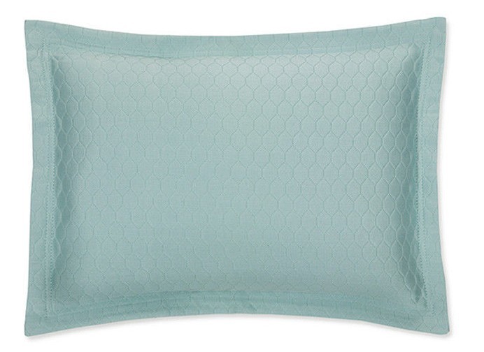 $92 NEW Sferra FAVO Piqué Matelassé 1 Quilted Sham Aqua Green STANDARD 21 x 26 "