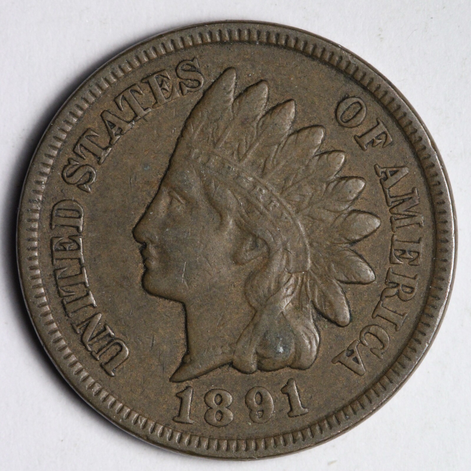 1891 Indian Head Cent Penny AU E189 RGH