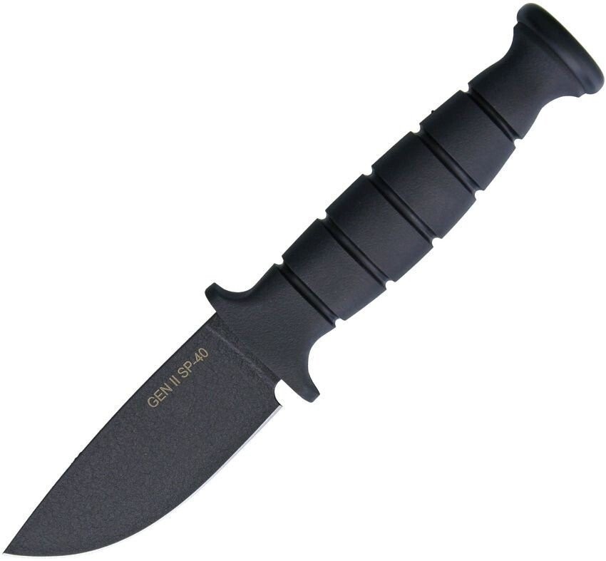 Ontario Spec Plus Gen II Fixed Knife Steel Blade Blk Grooved Kraton Handle 8540