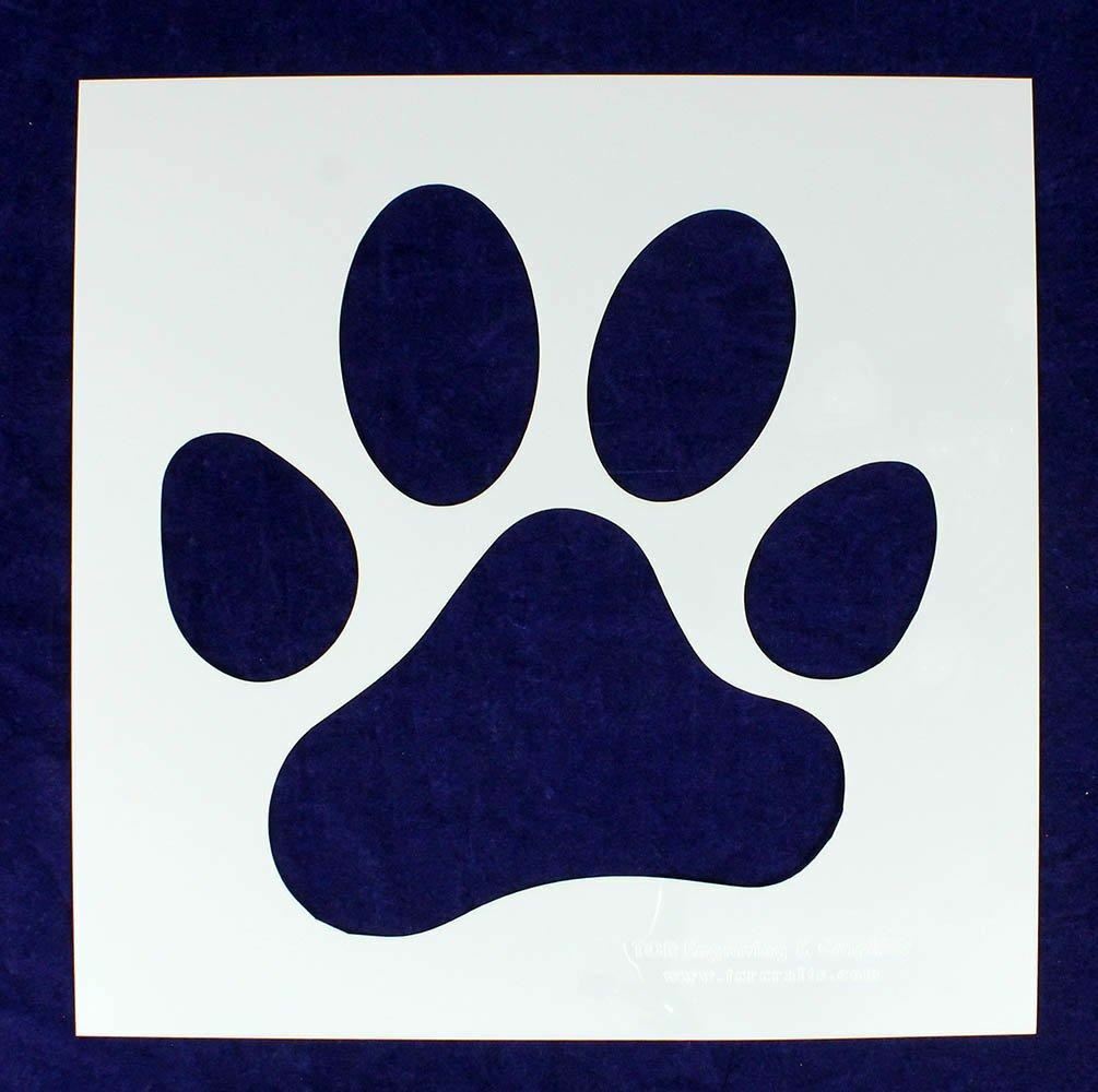 12.55" Large Paw Print Stencil -Mylar 1 Piece of 14 Mil - Painting /Crafts